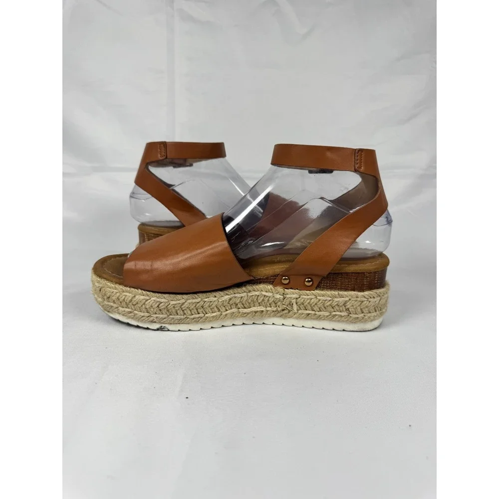Jessica Carlyle Thea-07L Womens US 8 Espadrille Sandals Brown Leather Open Toe